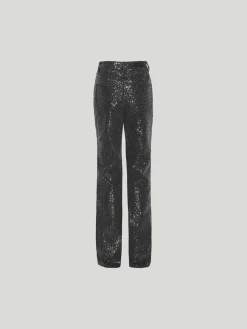 ROTATE BIRGER CHRISTENSEN Pantaloni<PANTALONE TWILL SEQUIN Nero