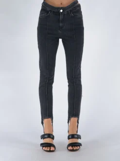 ANDREADAMO Pantaloni<PANTALONE WASHED BLACK DRILL STIRRUP SKINNY Grigio