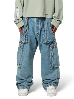 B1ARCHIVE. Jeans<PANTALONE WIDE LEG CARGO B45 VINTAGE Azzurro