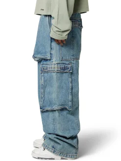 B1ARCHIVE. Jeans<PANTALONE WIDE LEG CARGO B45 VINTAGE Azzurro