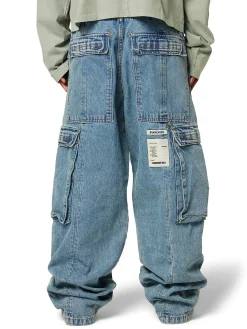 B1ARCHIVE. Jeans<PANTALONE WIDE LEG CARGO B45 VINTAGE Azzurro