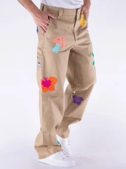 NAHMIAS Pantaloni<PANTALONE WORKER PATCHWORK Arancione, Beige, Giallo, Rosso