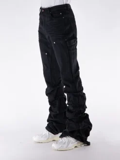 WE11DONE Pantaloni<PANTALONE WRINKLED LOW-RISE WORK Nero