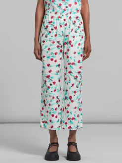 MARNI Pantaloni<PANTALONI IN ENVERS SATIN CON STAMPA REVERIE Bianco, Verde, Fuxia