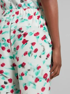 MARNI Pantaloni<PANTALONI IN ENVERS SATIN CON STAMPA REVERIE Bianco, Verde, Fuxia
