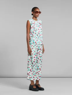 MARNI Pantaloni<PANTALONI IN ENVERS SATIN CON STAMPA REVERIE Bianco, Verde, Fuxia