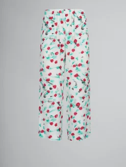 MARNI Pantaloni<PANTALONI IN ENVERS SATIN CON STAMPA REVERIE Bianco, Verde, Fuxia