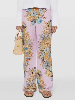 ETRO Pantaloni<PANTALONI IN TWILL STAMPATO Azzurro, Giallo, Marrone, Rosa