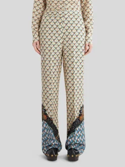 ETRO Pantaloni<PANTALONI PALAZZO FLOREALI Arancione, Azzurro, Beige, Nero