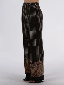 ETRO Pantaloni<PANTALONI PALAZZO IN CRÊPE DE CHINE STAMPATA Beige, Nero, Rosso, Verde, Viola