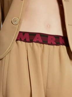 MARNI Pantaloni<PANTALONI SVASATI IN LANA CON LOGO Beige