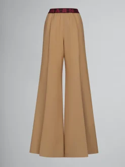 MARNI Pantaloni<PANTALONI SVASATI IN LANA CON LOGO Beige