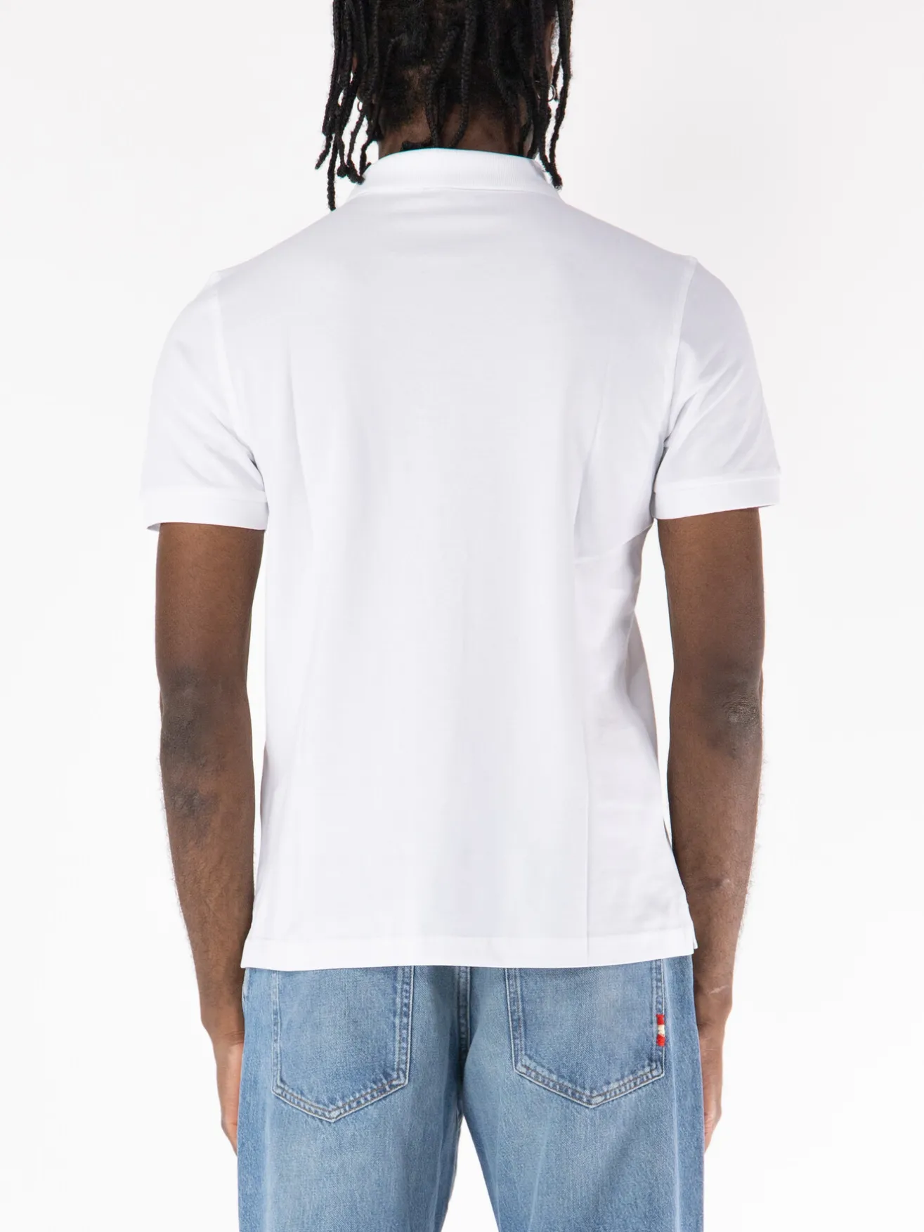 FAY Polo<POLO A MANICA CORTA IN JERSEY MÉLANGE CON COLLO A COSTINE Bianco