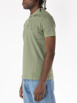 FAY Polo<POLO A MANICA CORTA IN JERSEY MÉLANGE CON COLLO A COSTINE Verde