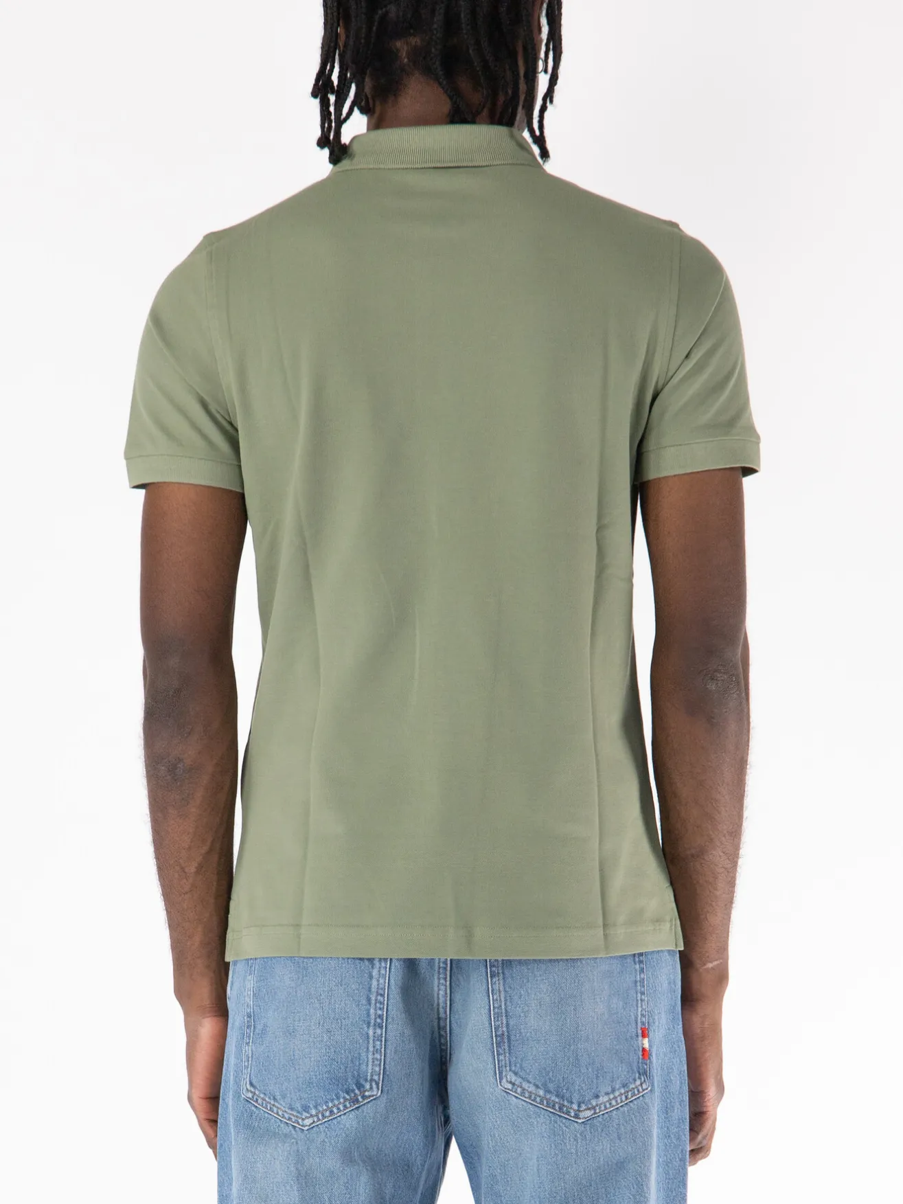 FAY Polo<POLO A MANICA CORTA IN JERSEY MÉLANGE CON COLLO A COSTINE Verde