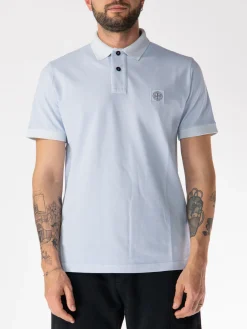STONE ISLAND Polo<POLO A MANICE CORTE CON PATCH LOGO Azzurro