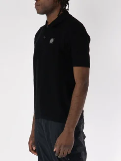 STONE ISLAND Polo<POLO A MANICHE CORTE CON LOGO IN RILIEVO Nero