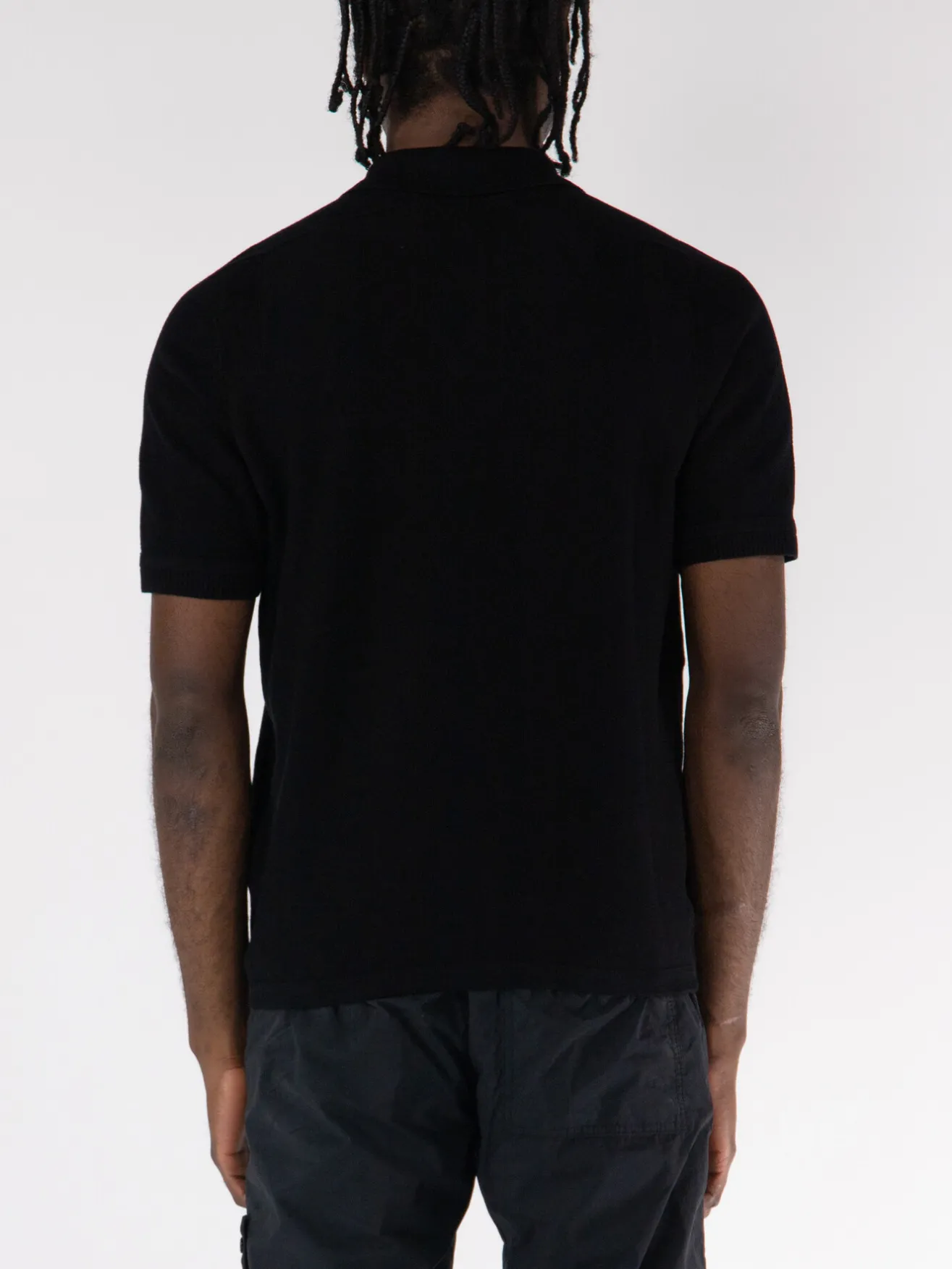STONE ISLAND Polo<POLO A MANICHE CORTE CON LOGO IN RILIEVO Nero