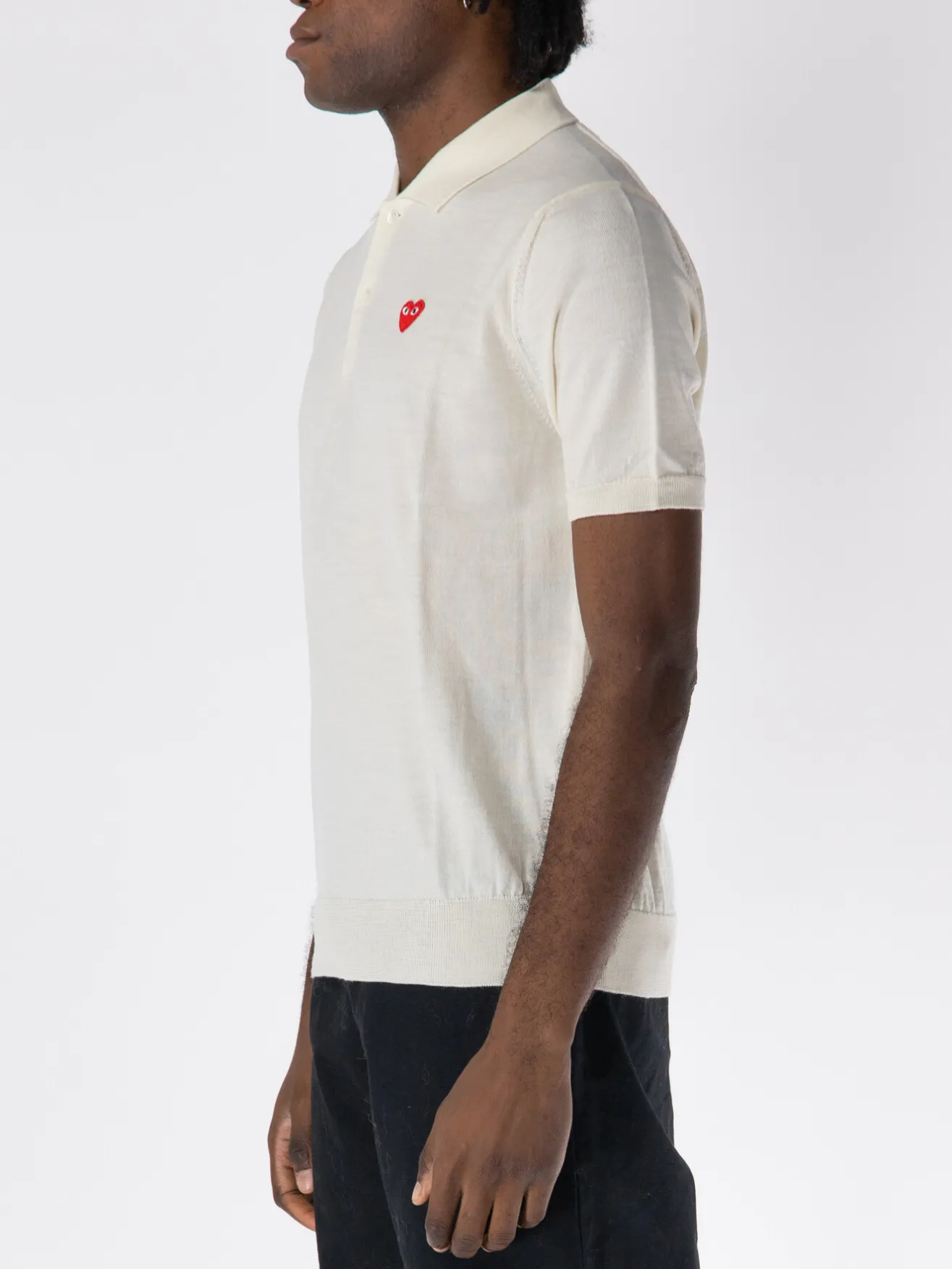 COMME DES GARCONS PLAY Polo|Polo<POLO A MANICHE CORTE CON LOGO UNISEX Bianco