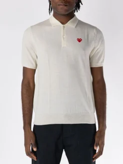 COMME DES GARCONS PLAY Polo|Polo<POLO A MANICHE CORTE CON LOGO UNISEX Bianco