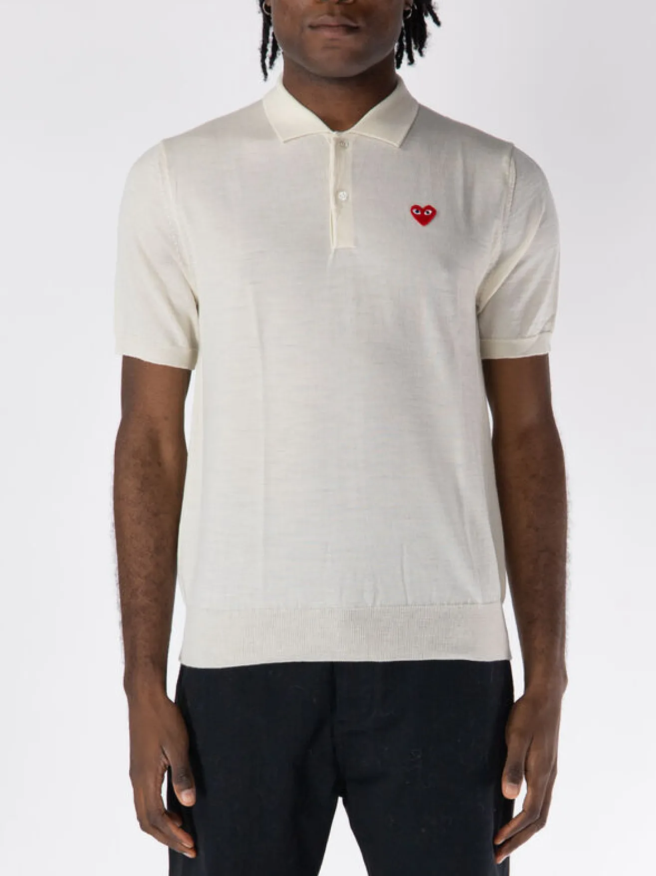 COMME DES GARCONS PLAY Polo|Polo<POLO A MANICHE CORTE CON LOGO UNISEX Bianco