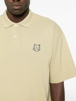 MAISON KITSUNE Polo<POLO BOLD FOX HEAD PATCH OVERSIZE Beige