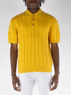 DROLE DE MONSIEUR Polo<POLO IN MAGLIA TRECCIATO Giallo