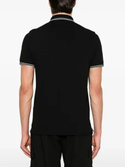 STONE ISLAND Polo<POLO IN PIQUET CON PATCH LOGO Bianco, Nero