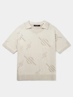 DAILY PAPER Polo<POLO KNIT MONOGRAM Bianco
