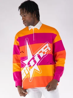 MEMBERS OF THE RAGE Polo<POLO L/S MOTR Arancione, Bianco, Fuxia