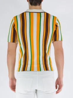 WALES BONNER Polo<POLO OPTIMIST Arancione, Bianco, Marrone, Verde