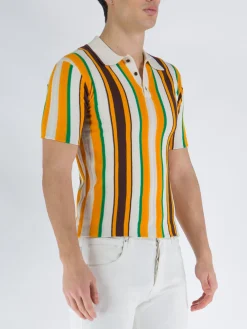 WALES BONNER Polo<POLO OPTIMIST Arancione, Bianco, Marrone, Verde