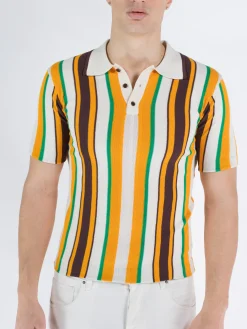 WALES BONNER Polo<POLO OPTIMIST Arancione, Bianco, Marrone, Verde