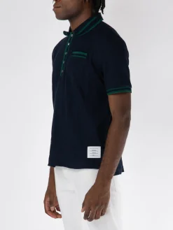 THOM BROWNE Polo<POLO SHORTSLEEVE RIB CUFF Blu, Verde