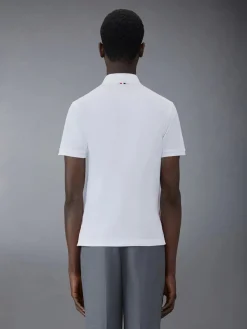THOM BROWNE Polo<POLO SS POCKET POLO IN FINE MERCERIZED PIQUE Bianco