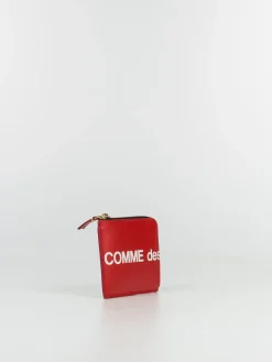 COMME DES GARCONS WALLET Portafogli<PORTAFOGLIO WALLET HUGE LOGO Bianco, Rosso