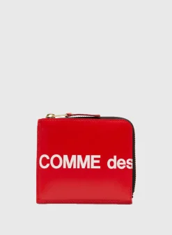 COMME DES GARCONS WALLET Portafogli<PORTAFOGLIO WALLET HUGE LOGO Bianco, Rosso