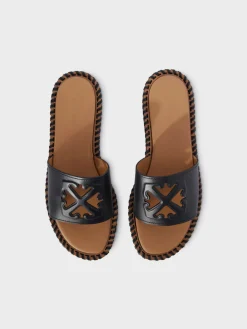 OFF-WHITE Sandali<SANDALI TWIST ARROW-EMBOSSED LEATHER Marrone, Nero