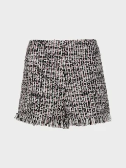 SELF-PORTRAIT Shorts<SHORTS FRINGED BOUCLE Bianco, Nero, Rosa