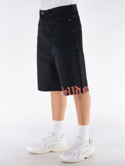 WE11DONE Shorts<SHORTS GREIGE DENIM Nero, Rosso