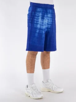 MARCELO BURLON Shorts<SHORTS OVERSIZE AOP SOUNDWAVES Bianco, Blu