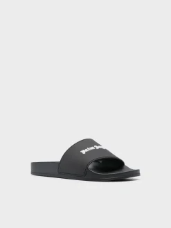 PALM ANGELS Sandali<SLIDES DA PISCINA CON LOGO Nero