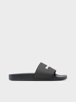 PALM ANGELS Sandali<SLIDES DA PISCINA CON LOGO Nero