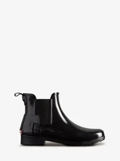 HUNTER Stivali<STIVALE REFINED CHEALSEA GLOSS Nero