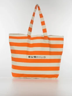 SUSI HUB MERCH Borse|Borse A Spalla<TOTE BAG CANVAS STRIPES Arancione, Bianco, Nero