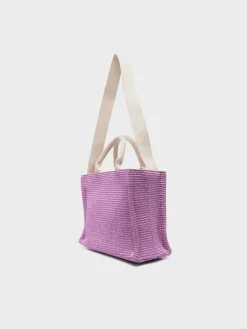 MARNI Borse Shopping<TOTE BAG PICCOLA IN RAFIA NATURALE Viola