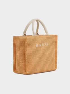 MARNI Borse Shopping<TOTE BAG PICCOLA IN RAFIA NATURALE Arancione