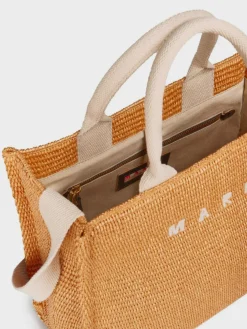 MARNI Borse Shopping<TOTE BAG PICCOLA IN RAFIA NATURALE Arancione