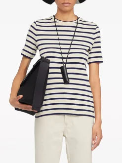 JIL SANDER T-Shirt<T-SHIRT A RIGHE Beige, Blu
