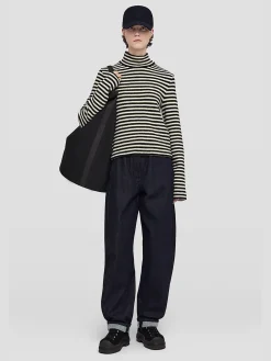 JIL SANDER T-Shirt<T-SHIRT A RIGHE Bianco, Nero